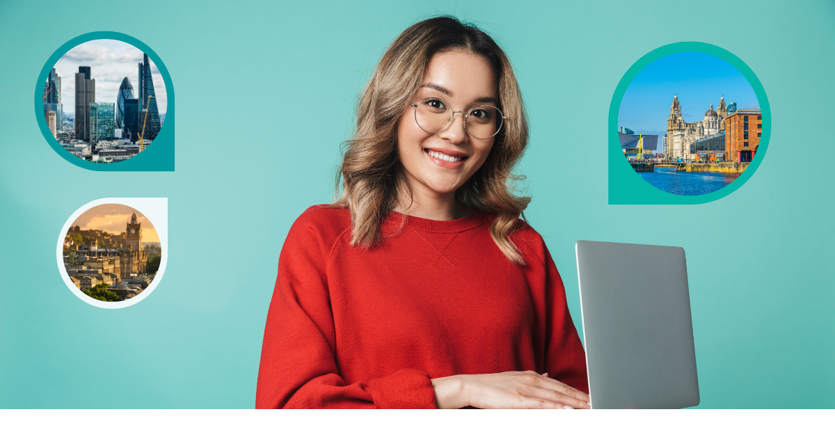 Woman Holding Laptop and Smiling